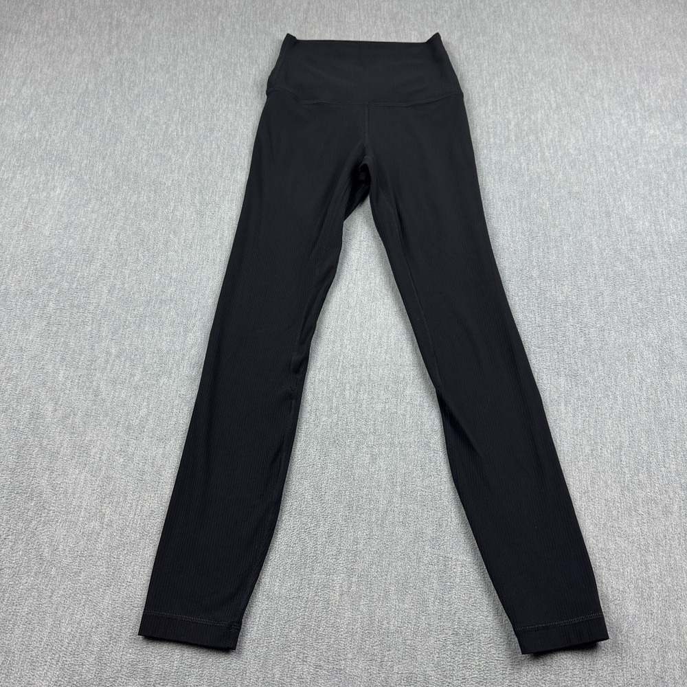 Lululemon Womens Leggings 2 Black Align‎ Ribbed High-Rise 26" Yoga Nulu Active